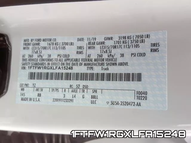 1FTFW1RGXLFA15248 фото 2
