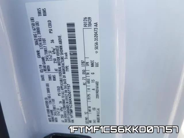1FTMF1C56KKD07757 фото 2