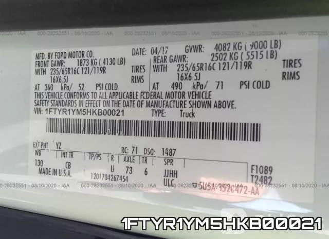 1FTYR1YM5HKB00021 фото 10