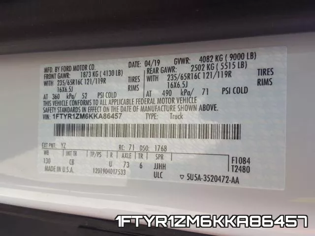 1FTYR1ZM6KKA86457 фото 2