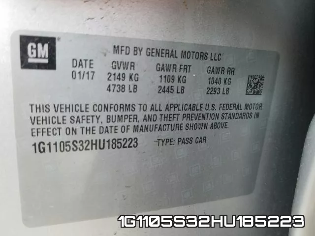 1G1105S32HU185223 фото 2
