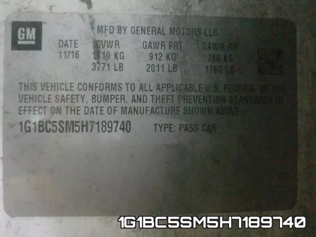 1G1BC5SM5H7189740 фото 2