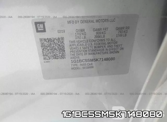 1G1BC5SM5K7148080 фото 10