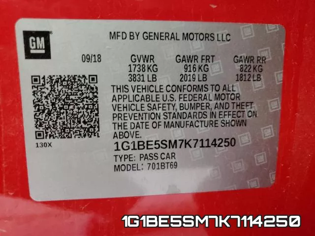 1G1BE5SM7K7114250 фото 2