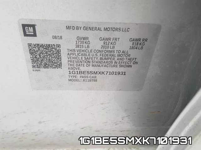 1G1BE5SMXK7101931 фото 2