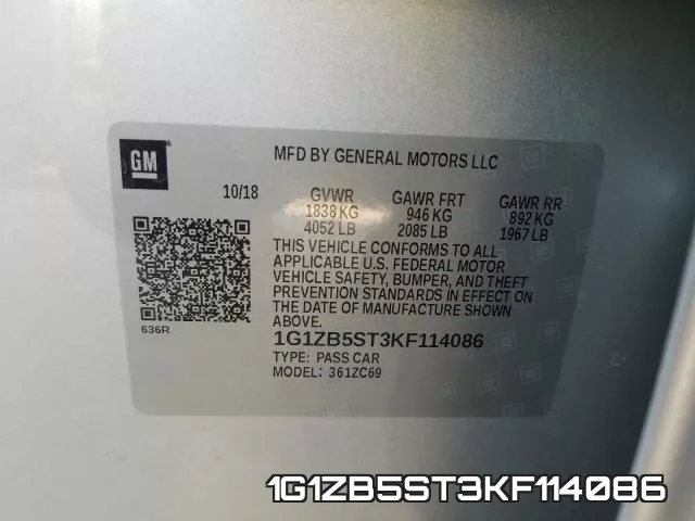 1G1ZB5ST3KF114086 фото 2
