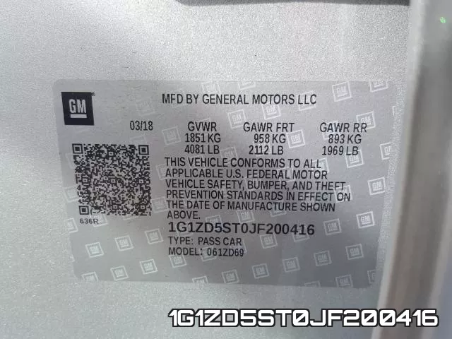 1G1ZD5ST0JF200416 фото 2