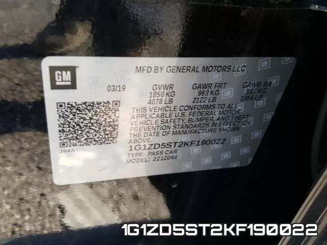 1G1ZD5ST2KF190022 фото 2