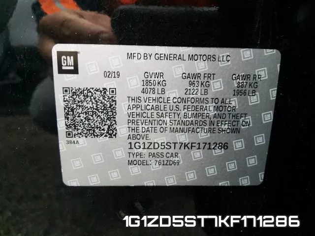 1G1ZD5ST7KF171286 фото 2