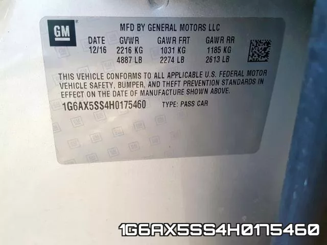 1G6AX5SS4H0175460 фото 2