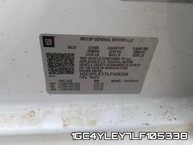 1GC4YLEY7LF105338 фото 2
