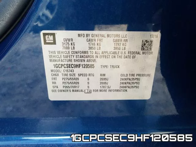 1GCPCSEC9HF120585 фото 2