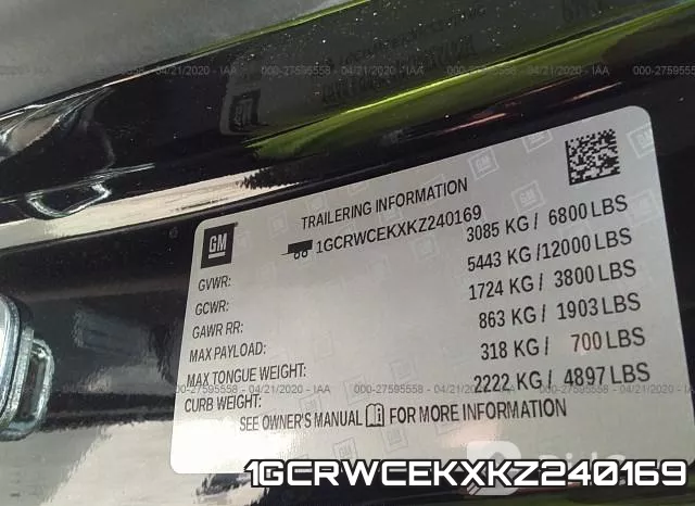 1GCRWCEKXKZ240169 фото 10