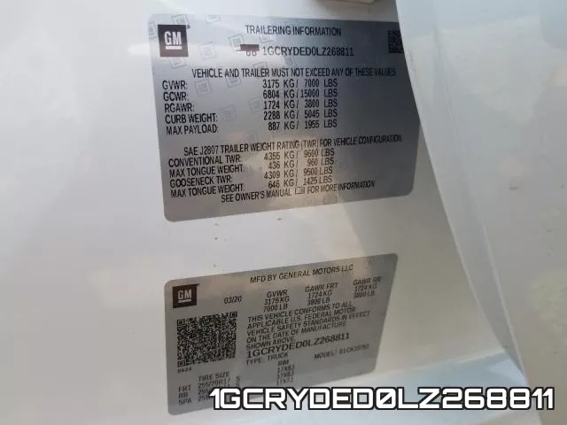 1GCRYDED0LZ268811 фото 2