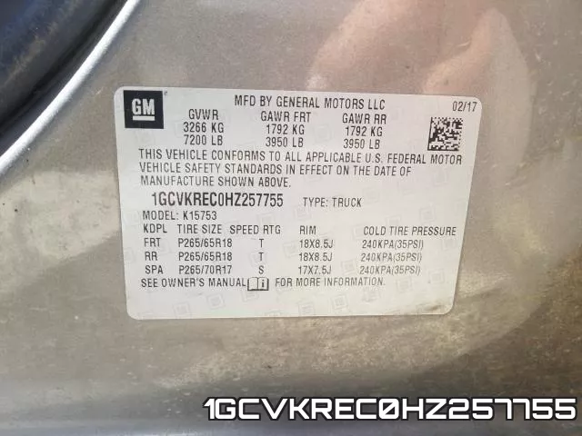 1GCVKREC0HZ257755 фото 2