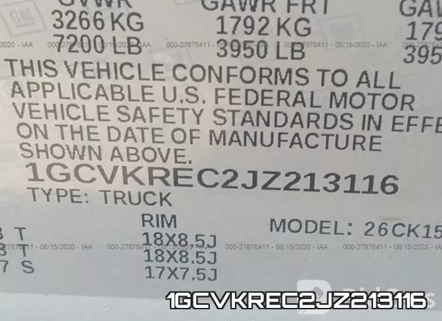 1GCVKREC2JZ213116 фото 10
