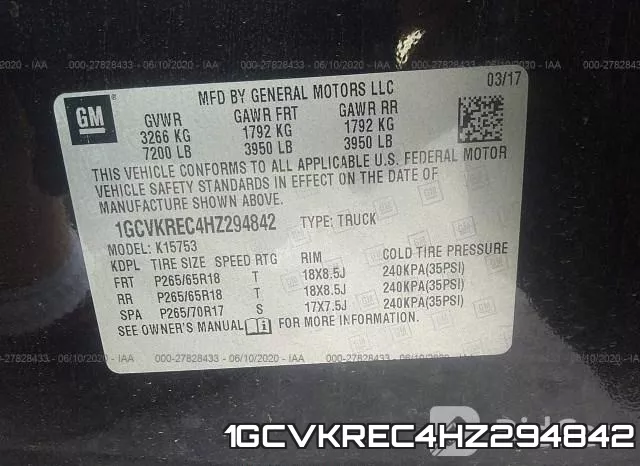 1GCVKREC4HZ294842 фото 10