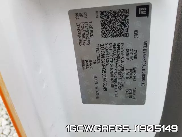 1GCWGAFG5J1905149 фото 2
