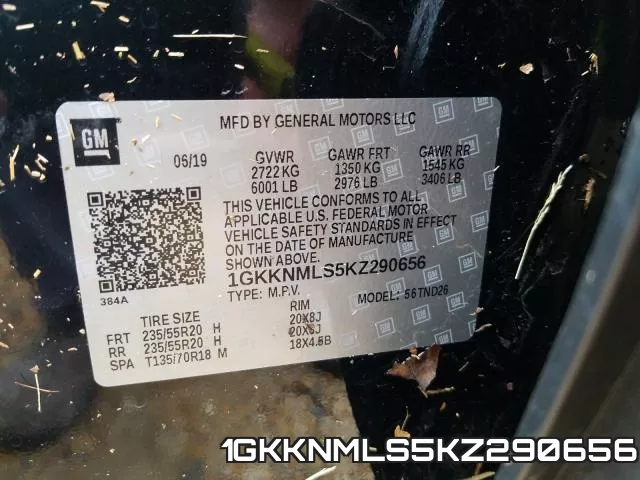 1GKKNMLS5KZ290656 фото 2