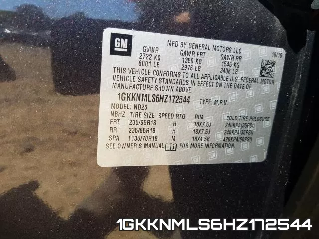 1GKKNMLS6HZ172544 фото 2