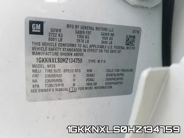 1GKKNXLS0HZ134759 фото 2