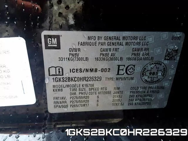1GKS2BKC0HR226329 фото 2