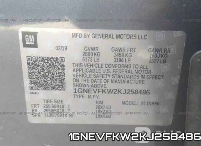 1GNEVFKW2KJ258486 фото 10