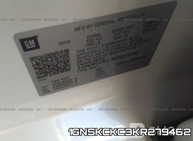 1GNSKCKC3KR279462 фото 10