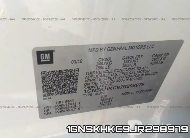 1GNSKHKC9JR298979 фото 10
