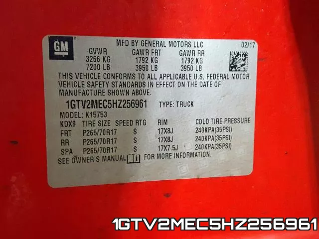 1GTV2MEC5HZ256961 фото 2