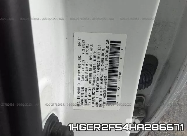 1HGCR2F54HA286671 фото 10