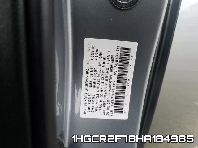 1HGCR2F78HA184985 фото 2