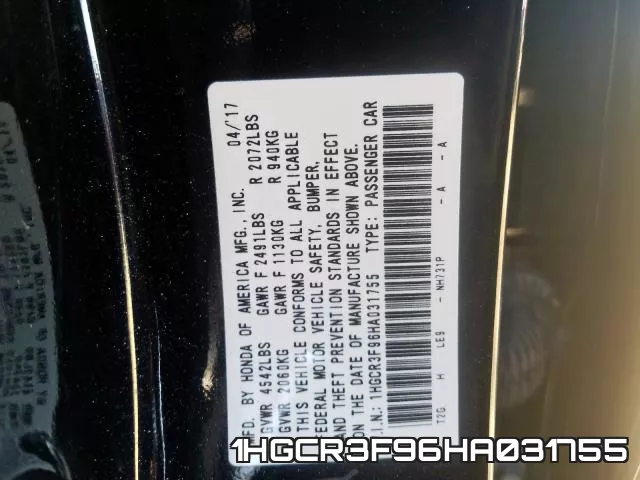 1HGCR3F96HA031755 фото 2