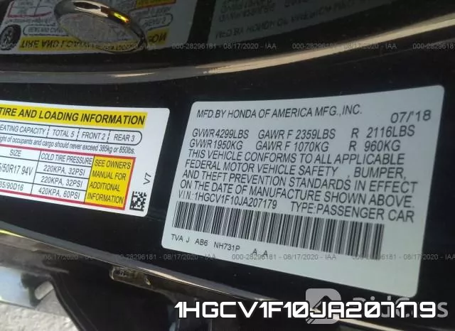 1HGCV1F10JA207179 фото 10