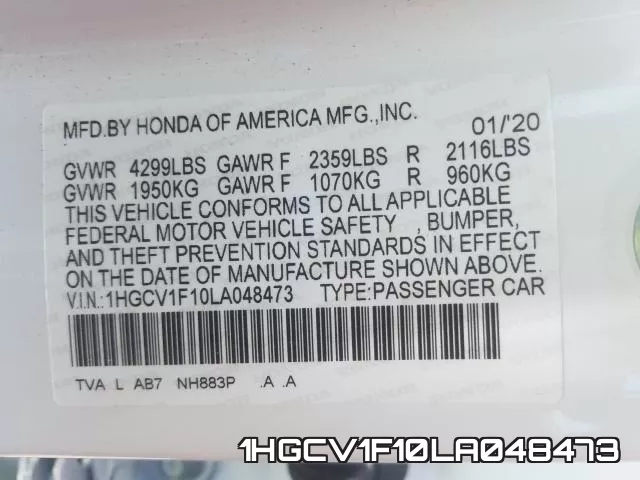 1HGCV1F10LA048473 фото 2