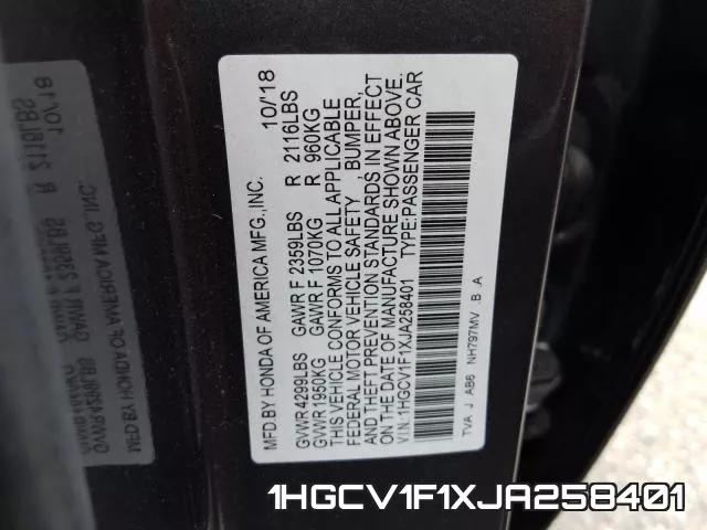 1HGCV1F1XJA258401 фото 2