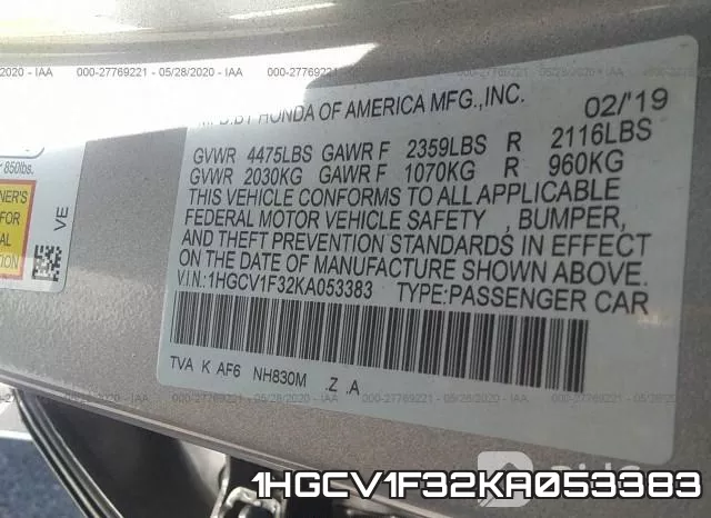 1HGCV1F32KA053383 фото 10