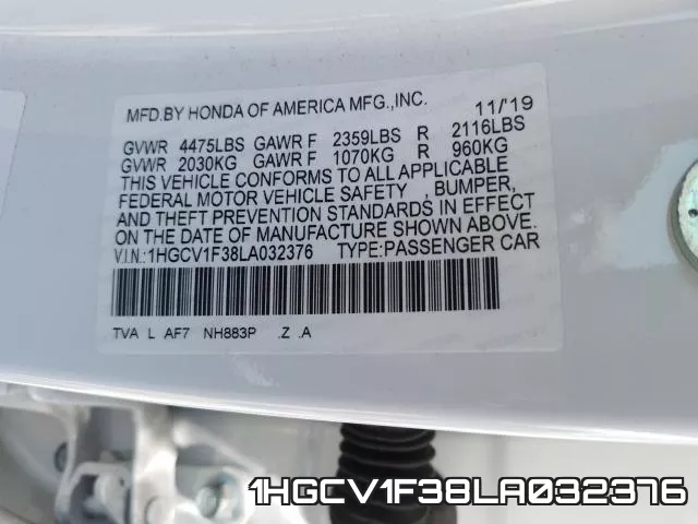 1HGCV1F38LA032376 фото 2