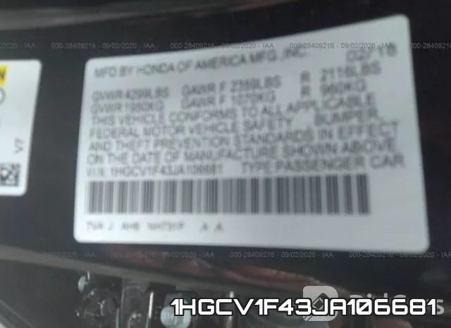 1HGCV1F43JA106681 фото 10