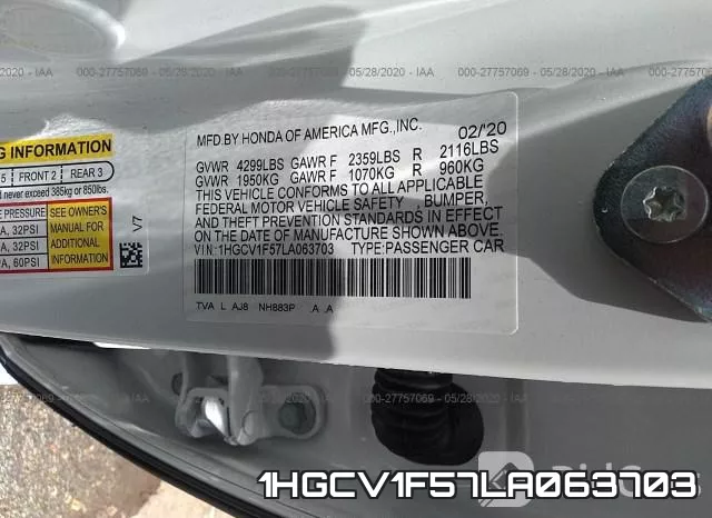 1HGCV1F57LA063703 фото 10