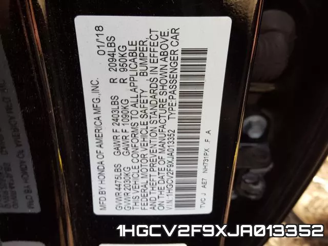 1HGCV2F9XJA013352 фото 2