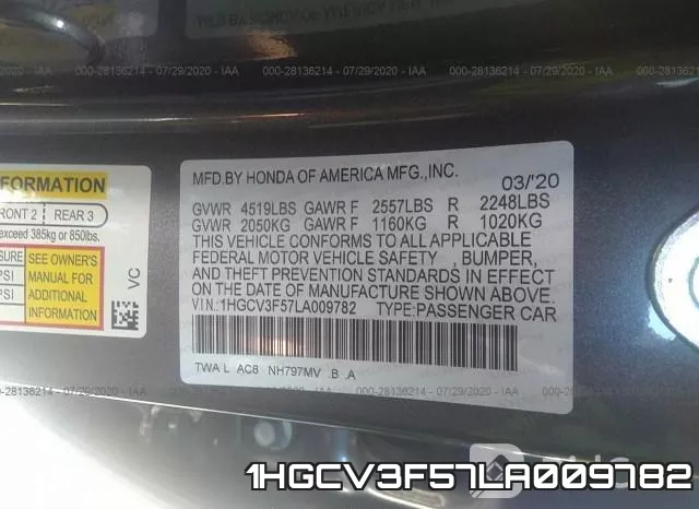 1HGCV3F57LA009782 фото 10