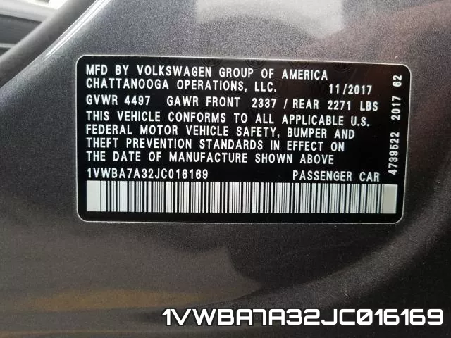 1VWBA7A32JC016169 фото 2