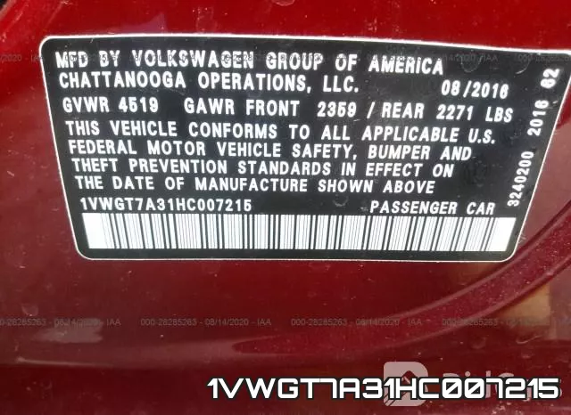 1VWGT7A31HC007215 фото 10