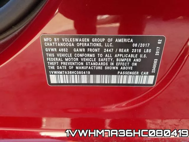 1VWHM7A36HC080419 фото 2