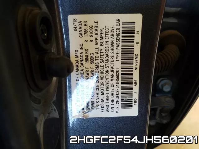2HGFC2F54JH560201 фото 2