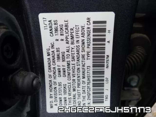 2HGFC2F76JH517173 фото 2
