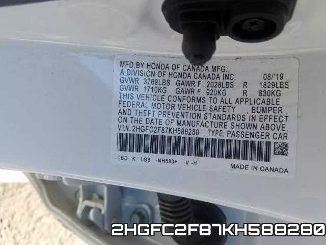 2HGFC2F87KH588280 фото 2