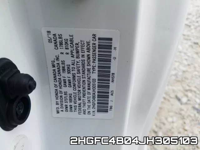2HGFC4B04JH305103 фото 2