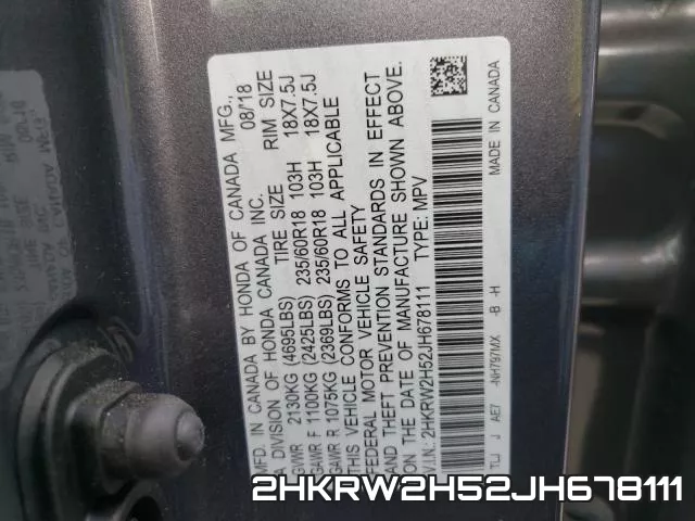 2HKRW2H52JH678111 фото 2